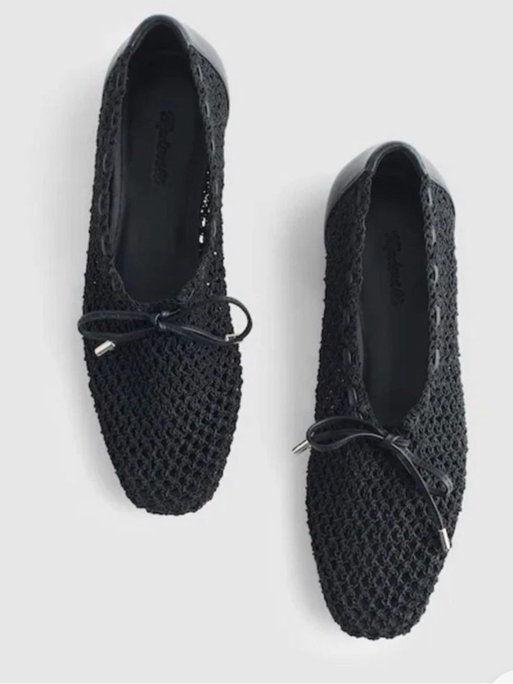 Madewell The Mylie Ballet Flat in True Black Fishnet in Sz. 8.5 NEW $158